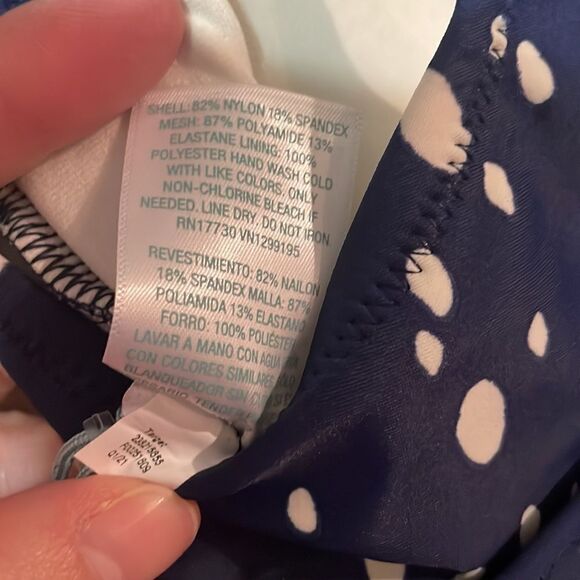 Kona Sol Navy & White Sotted One Piece Swimsuit, NWT - Picture 9 of 10